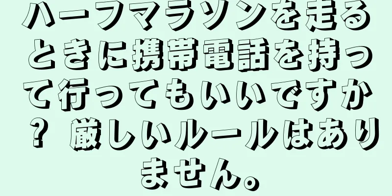 ハーフマラソンを走るときに携帯電話を持って行ってもいいですか？ 厳しいルールはありません。
