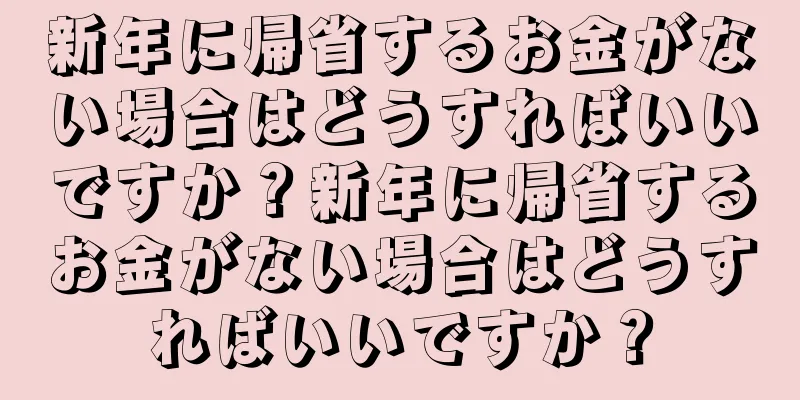 新年に帰省するお金がない場合はどうすればいいですか？新年に帰省するお金がない場合はどうすればいいですか？