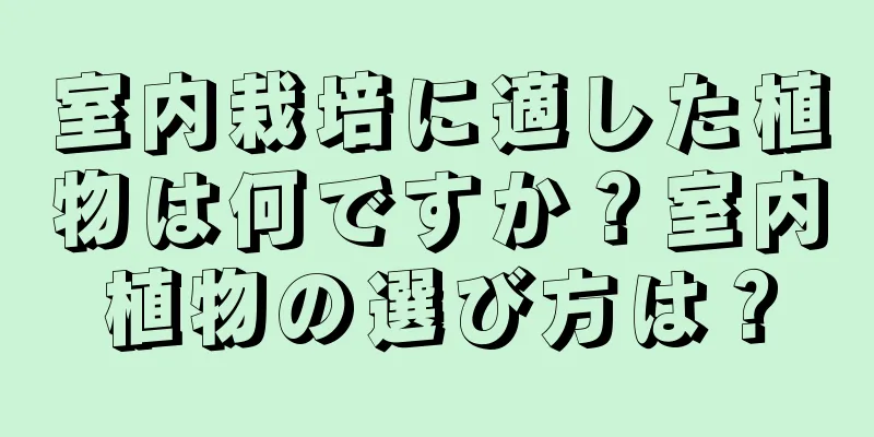 室内栽培に適した植物は何ですか？室内植物の選び方は？