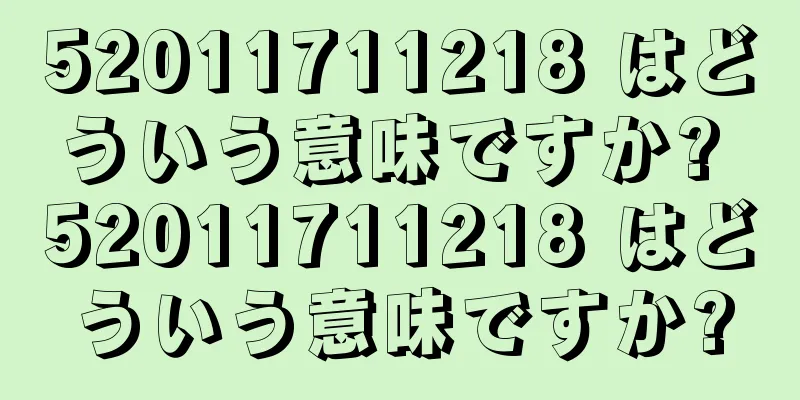52011711218 はどういう意味ですか? 52011711218 はどういう意味ですか?